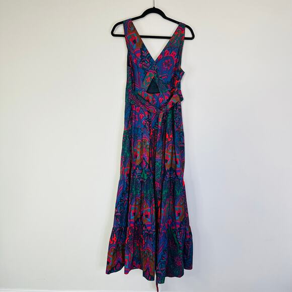 J.Crew Tiered Sleeveless Maxi Dress in Green Multi Ratti Scarf Paisley Size 10 - Picture 8 of 11